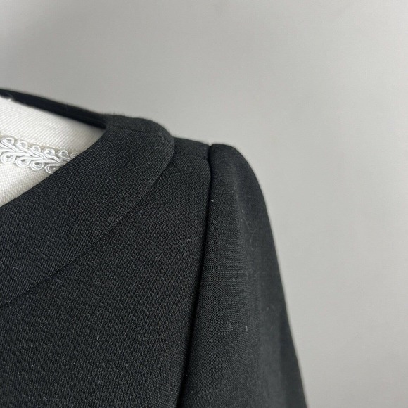 Kate Spade Black Flare Bell Sleeve Sheath Dress Size 2 Exposed Gold Zipper - Picture 3 of 10